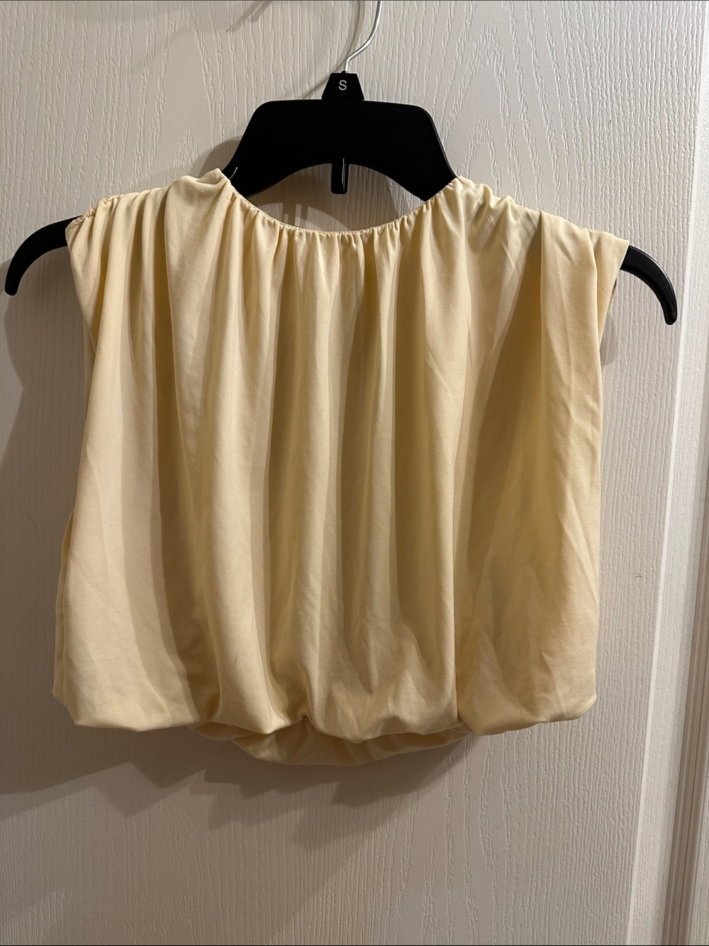 H&M Light Yellow Bubble Hem Crop Top